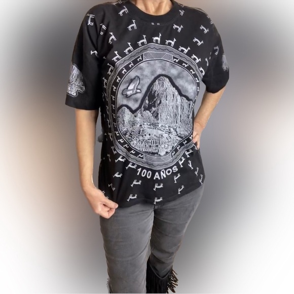 Rare Vntg Full Llama graphic T-shirt from Machu Picchu Cusco Peru full graphic - Picture 13 of 13